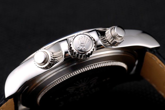 Acier inoxydable Rolex Daytona Case cadran bleu bracelet en cuir noir